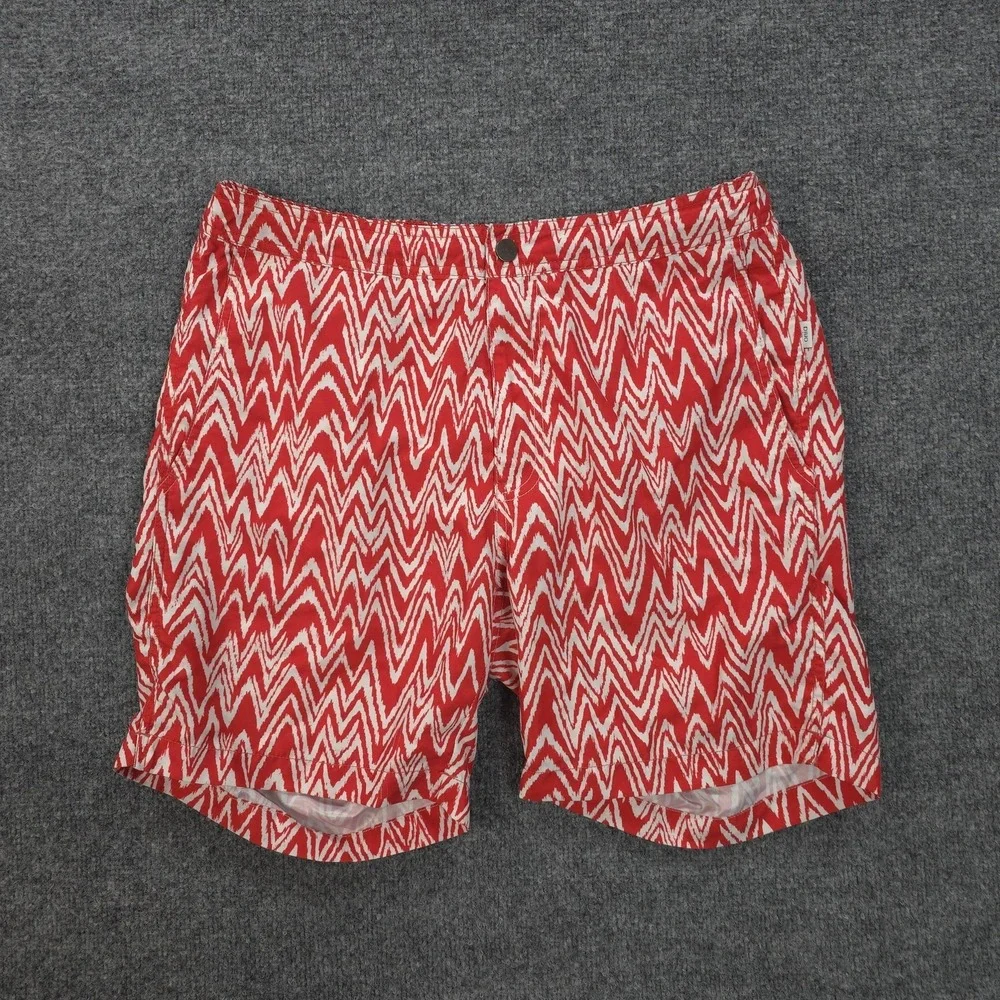 Onia Shorts Mens Large Red Chevron The Calder Swim Trunks Lined Beach Summer